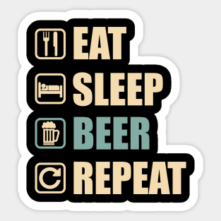 Eat Sleep Beer Repeat - Funny Beer Lovers Gift Sticker